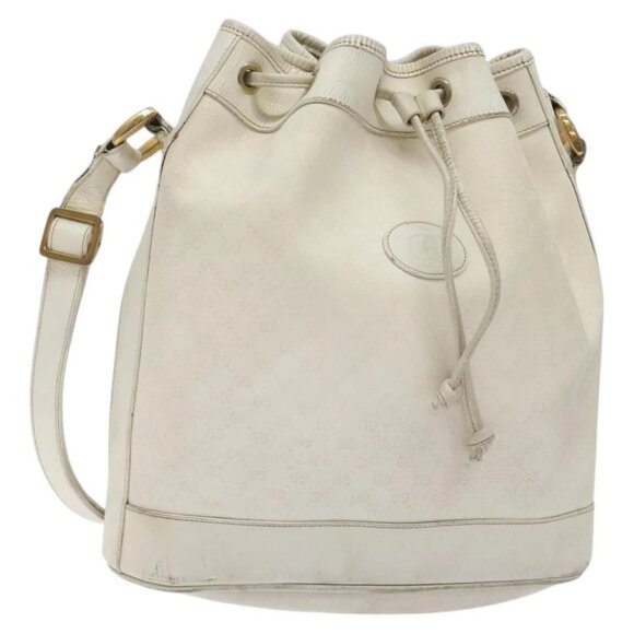 GUCCI Micro GG Supreme Shoulder Bag PVC White Gold Auth - Picture 2 of 16